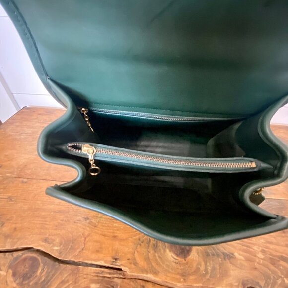 Coach Vintage Manor Leather Top Handle Satchel in Bottle Green #9977 - Picture 7 of 16